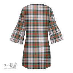 Scottish MacDuff Dress Ancient Clan Tartan Crest Womens Stacked Ruffle Sleeve Tartan Dress