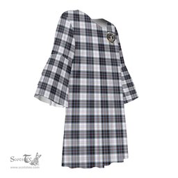 Scottish MacRae Dress Modern Clan Tartan Crest Womens Stacked Ruffle Sleeve Tartan Dress