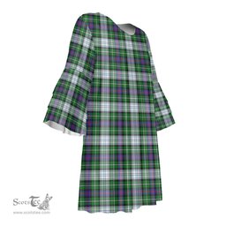 Scottish MacKenzie Dress Modern Tartan Womens Stacked Ruffle Sleeve Tartan Dress