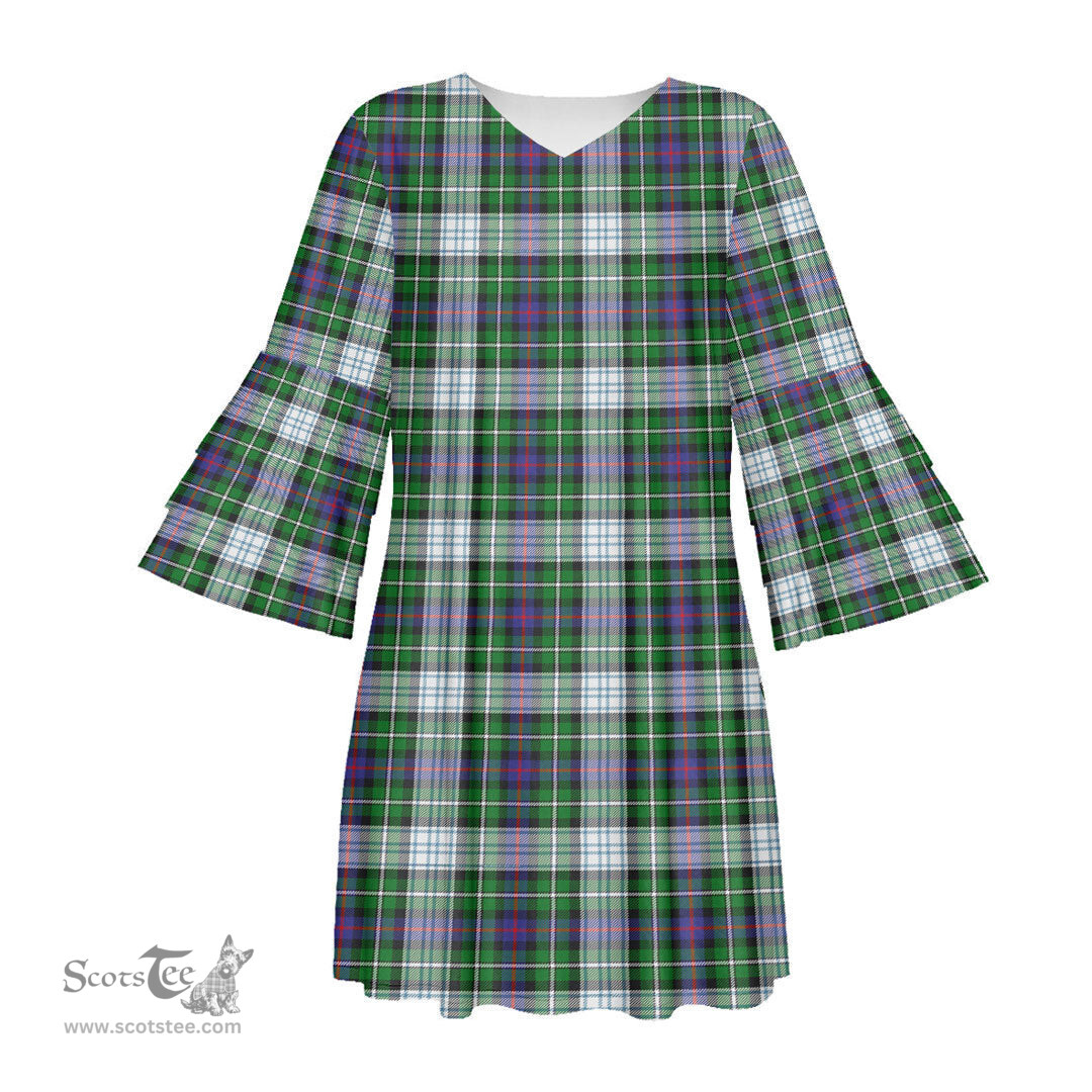 Scottish MacKenzie Dress Modern Tartan Womens Stacked Ruffle Sleeve Tartan Dress