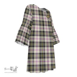 Scottish MacPherson Dress Ancient Clan Tartan Crest Womens Stacked Ruffle Sleeve Tartan Dress