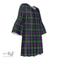 Scottish Malcolm Modern Tartan Womens Stacked Ruffle Sleeve Tartan Dress