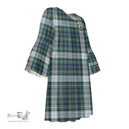 Scottish MacKenzie Dress Ancient Clan Tartan Crest Womens Stacked Ruffle Sleeve Tartan Dress