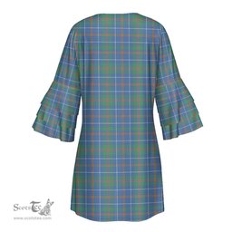 Scottish MacHardy Ancient Tartan Womens Stacked Ruffle Sleeve Tartan Dress