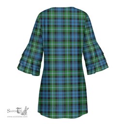 Scottish Lyon Clan Tartan Womens Stacked Ruffle Sleeve Tartan Dress