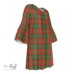 Scottish Hay Ancient Clan Tartan Crest Womens Stacked Ruffle Sleeve Tartan Dress
