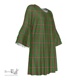 Scottish MacKinnon Hunting Modern Tartan Womens Stacked Ruffle Sleeve Tartan Dress