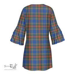 Scottish MacBeth Ancient Tartan Womens Stacked Ruffle Sleeve Tartan Dress