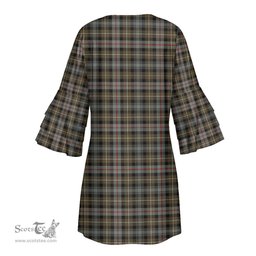 Scottish MacKenzie Weathered Tartan Womens Stacked Ruffle Sleeve Tartan Dress