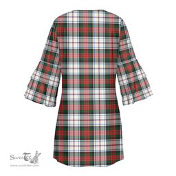 Scottish MacDuff Dress Modern Clan Tartan Crest Womens Stacked Ruffle Sleeve Tartan Dress