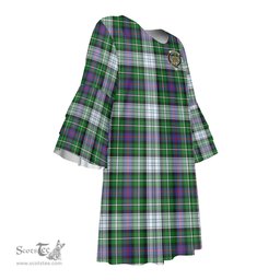 Scottish MacKenzie Dress Modern Clan Tartan Crest Womens Stacked Ruffle Sleeve Tartan Dress
