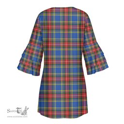 Scottish MacBeth Modern Tartan Womens Stacked Ruffle Sleeve Tartan Dress