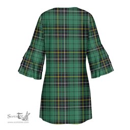 Scottish MacAlpine Ancient Tartan Womens Stacked Ruffle Sleeve Tartan Dress