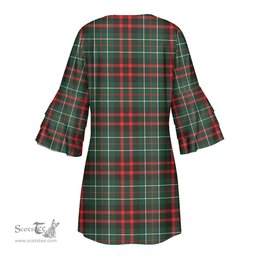 Scottish MacDiarmid Modern Tartan Womens Stacked Ruffle Sleeve Tartan Dress