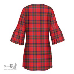 Scottish MacGillivray Modern Tartan Womens Stacked Ruffle Sleeve Tartan Dress