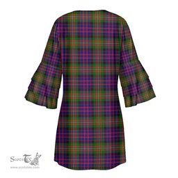 Scottish MacDonnell of Glengarry Modern Tartan Womens Stacked Ruffle Sleeve Tartan Dress