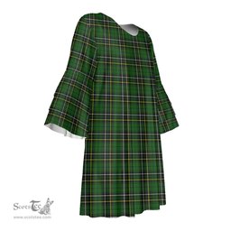 Scottish MacAlpine Modern Tartan Womens Stacked Ruffle Sleeve Tartan Dress