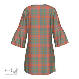 Scottish MacKintosh Ancient Clan Tartan Crest Womens Stacked Ruffle Sleeve Tartan Dress
