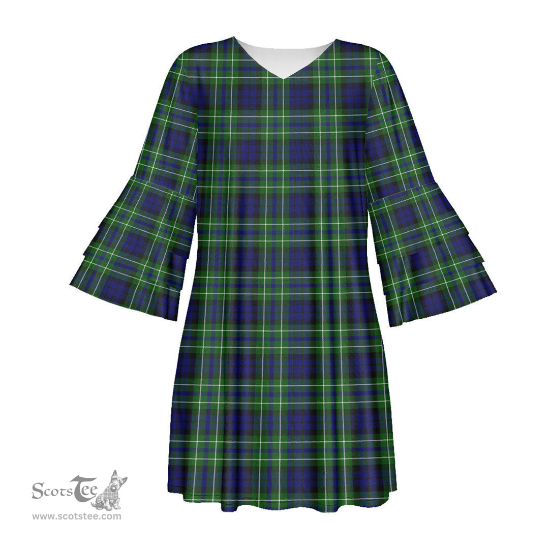 Scottish MacNeil of Colonsay Modern Tartan Womens Stacked Ruffle Sleeve Tartan Dress