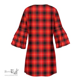 Scottish MacIver Modern Tartan Womens Stacked Ruffle Sleeve Tartan Dress