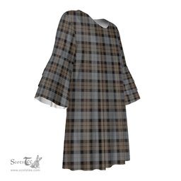 Scottish MacKay Weathered Tartan Womens Stacked Ruffle Sleeve Tartan Dress