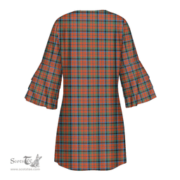 Scottish MacNaughton Ancient Clan Tartan Crest Womens Stacked Ruffle Sleeve Tartan Dress