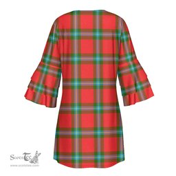 Scottish MacLaine of Loch Buie Tartan Womens Stacked Ruffle Sleeve Tartan Dress