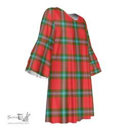 Scottish MacLaine of Loch Buie Tartan Womens Stacked Ruffle Sleeve Tartan Dress