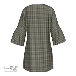Scottish Haig Check Clan Tartan Crest Womens Stacked Ruffle Sleeve Tartan Dress