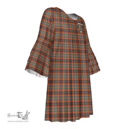 Scottish Innes Ancient Clan Tartan Crest Womens Stacked Ruffle Sleeve Tartan Dress