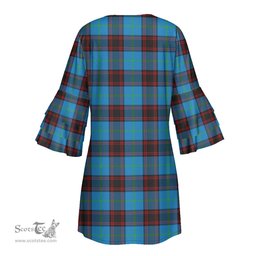 Scottish Home Ancient Tartan Womens Stacked Ruffle Sleeve Tartan Dress