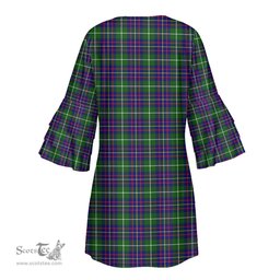 Scottish Inglis Modern Tartan Womens Stacked Ruffle Sleeve Tartan Dress