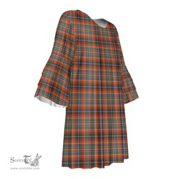 Scottish Innes Ancient Tartan Womens Stacked Ruffle Sleeve Tartan Dress