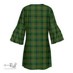 Scottish Kincaid Modern Tartan Womens Stacked Ruffle Sleeve Tartan Dress