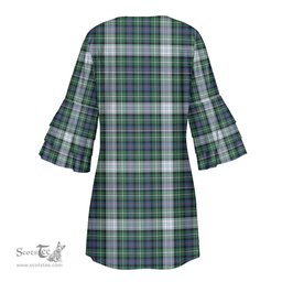 Scottish MacKenzie Dress Ancient Tartan Womens Stacked Ruffle Sleeve Tartan Dress