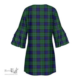 Scottish MacCallum Modern Tartan Womens Stacked Ruffle Sleeve Tartan Dress
