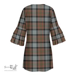 Scottish MacLaren Weathered Tartan Womens Stacked Ruffle Sleeve Tartan Dress