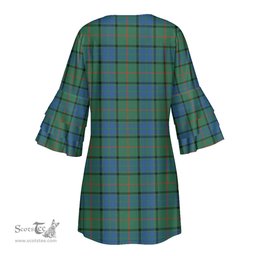 Scottish Lauder Tartan Womens Stacked Ruffle Sleeve Tartan Dress