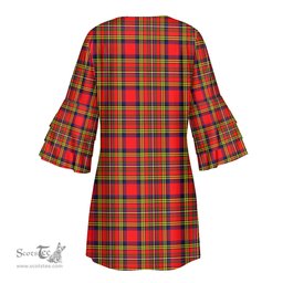 Scottish Hepburn Tartan Womens Stacked Ruffle Sleeve Tartan Dress