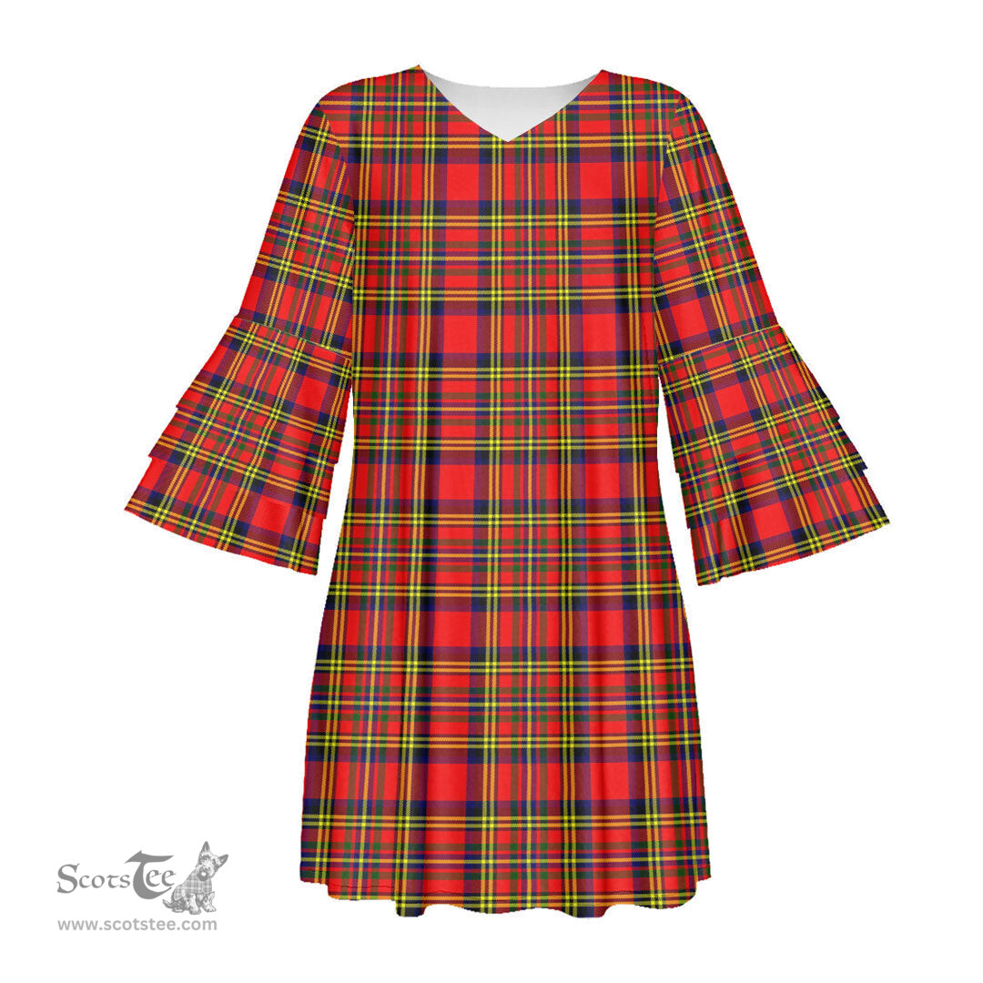 Scottish Hepburn Tartan Womens Stacked Ruffle Sleeve Tartan Dress