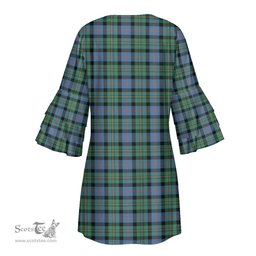 Scottish Malcolm Ancient Tartan Womens Stacked Ruffle Sleeve Tartan Dress