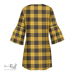 Scottish MacLeod of Lewis Ancient Clan Tartan Crest Womens Stacked Ruffle Sleeve Tartan Dress