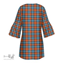 Scottish MacLachlan Ancient Clan Tartan Crest Womens Stacked Ruffle Sleeve Tartan Dress