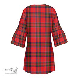 Scottish MacGillivray Modern Clan Tartan Crest Womens Stacked Ruffle Sleeve Tartan Dress