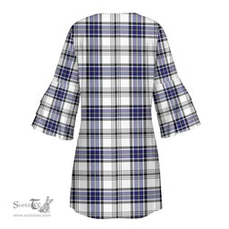 Scottish Hannay Modern Tartan Womens Stacked Ruffle Sleeve Tartan Dress