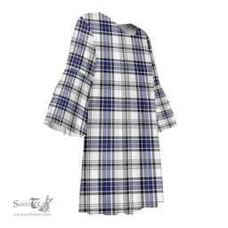 Scottish Hannay Modern Tartan Womens Stacked Ruffle Sleeve Tartan Dress