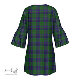 Scottish Lockhart Modern Tartan Womens Stacked Ruffle Sleeve Tartan Dress
