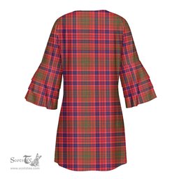 Scottish Lumsden Modern Tartan Womens Stacked Ruffle Sleeve Tartan Dress