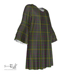 Scottish Hall Tartan Womens Stacked Ruffle Sleeve Tartan Dress