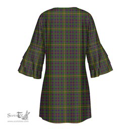 Scottish Hall Tartan Womens Stacked Ruffle Sleeve Tartan Dress